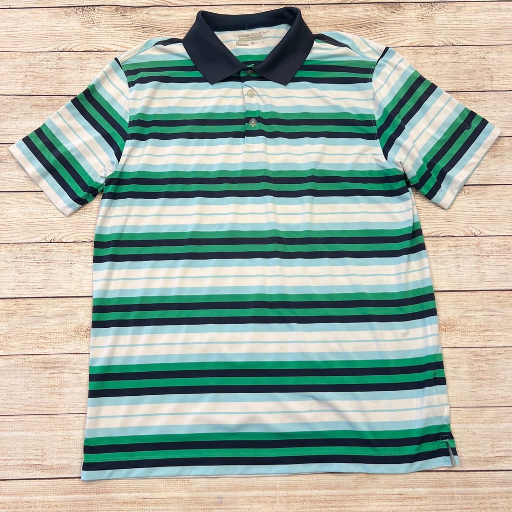 Nike Golf Dri Fit Polo Shirt Men's L Striped Tour Performance Golf Top